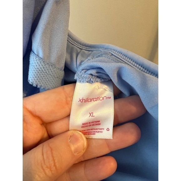 Xhilaration Baby Blue Cami Tank Textured Swim Bandeau Bikini Top Size XL NWT - Picture 7 of 8